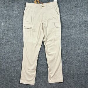 Weatherproof Vintage Mens Cargo Pants Size M Khaki Elastic Waist Stretch Low Ris